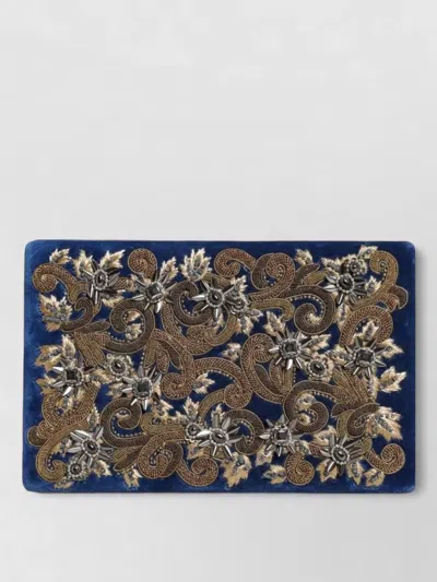 Dolce & Gabbana Velvet Clutch Gold Frame Evening Purse In Brown
