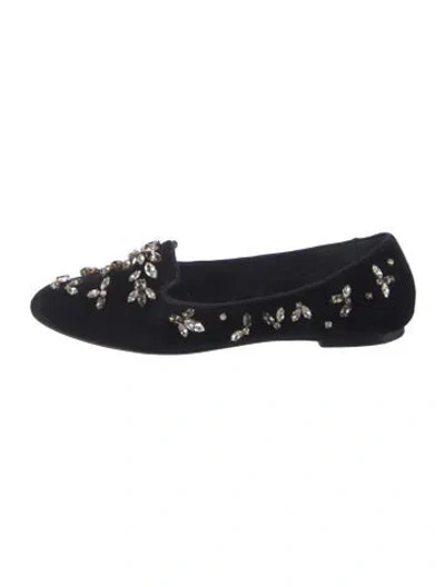 Pre-owned Dolce & Gabbana Velvet Crystal Embellishments Loafers In Black
