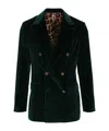 Dolce & Gabbana Velvet Double-breasted Blazer In Black