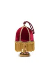 Dolce & Gabbana Velvet-effect Tassel-detail Clutch Bag In Red
