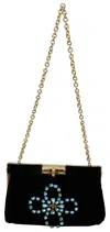 Dolce & Gabbana Velvet Evening Party Crossbody With Crystal Studs