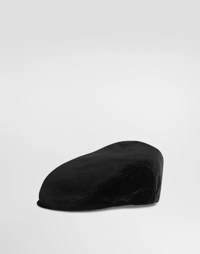 Dolce & Gabbana Velvet Flat Cap In ブラック