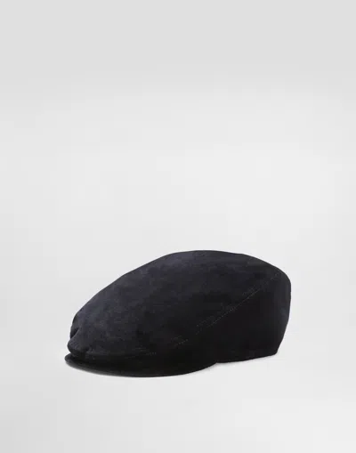 Dolce & Gabbana Velvet Flat Cap In Black