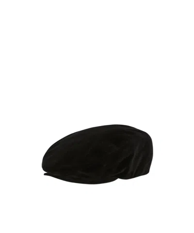 Dolce & Gabbana Velvet Flat-topped Hat In Black