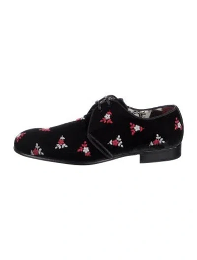 Pre-owned Dolce & Gabbana Velvet Floral Print Oxfords In Black