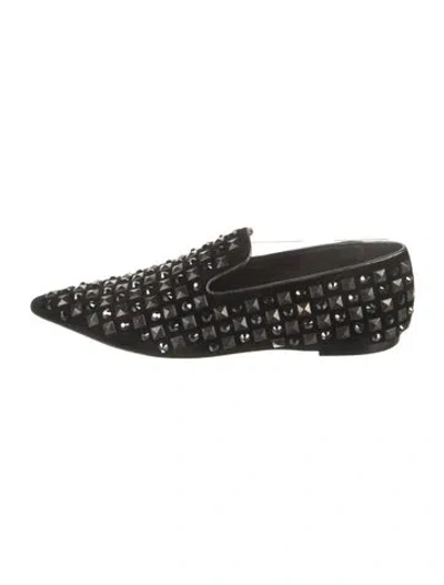 Pre-owned Dolce & Gabbana Velvet Graphic Print Loafers In Black