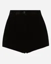 Dolce & Gabbana Velvet High-waisted Tuxedo Panties In Black