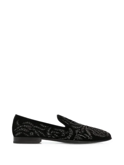 Dolce & Gabbana Velvet Loafers In Black