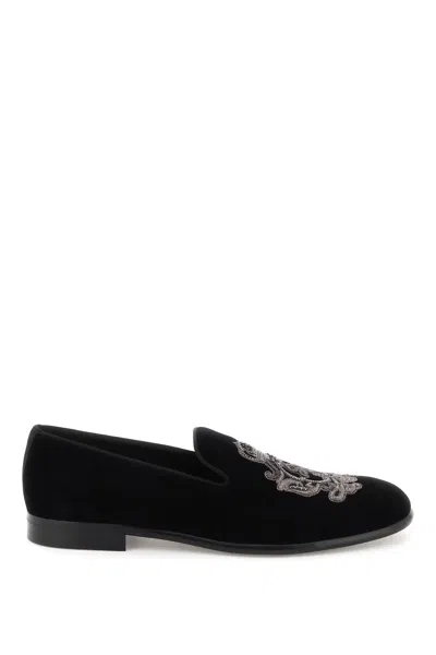 Dolce & Gabbana Velvet Loafers In Black