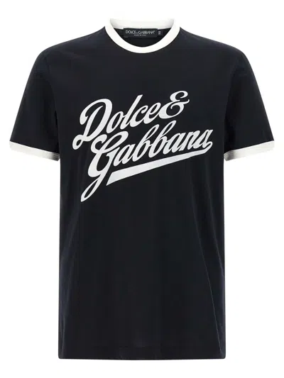 DOLCE & GABBANA DOLCE & GABBANA VELVET LOGO T-SHIRT