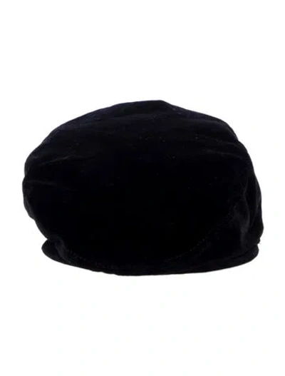 Pre-owned Dolce & Gabbana Velvet Newsboy Cap In Black
