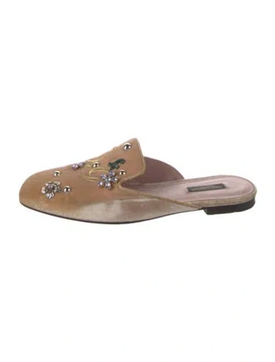 Pre-owned Dolce & Gabbana Velvet Patterned Mules In Neutral