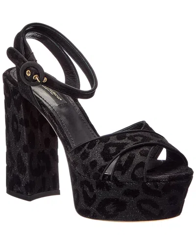 Dolce & Gabbana Velvet Platform Sandal In Black