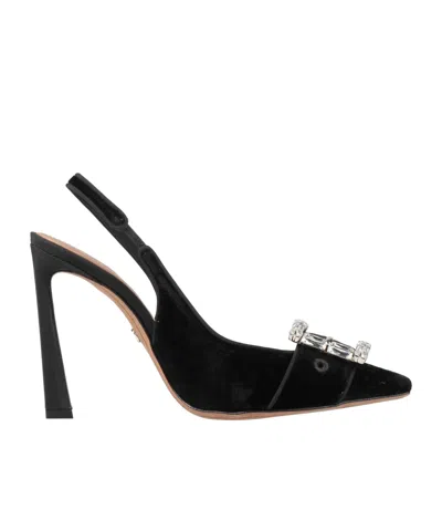 Dolce & Gabbana Velvet Pointed Rhinestone High Heels In Black