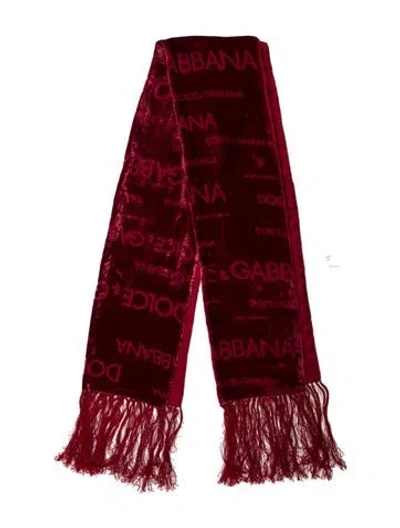 Pre-owned Dolce & Gabbana Velvet Printed Scarf In Red