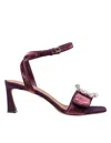 Dolce & Gabbana Velvet Sandal In Vinacca Color With Buckle With Stones In Multicolor