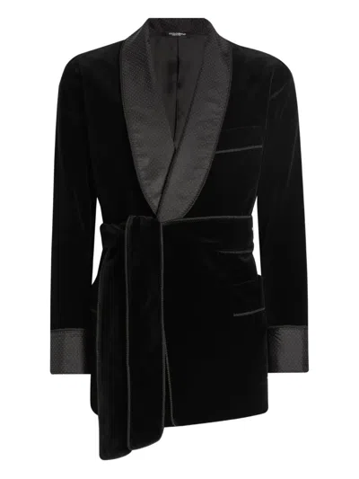 Dolce & Gabbana Velvet Shawl-collar Blazer In Black