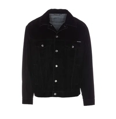 Dolce & Gabbana Velvet Shirt Jacket In Black