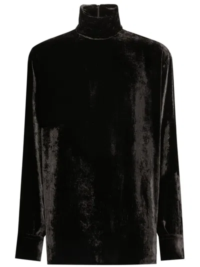 Dolce & Gabbana Hemd Aus Samt In Black