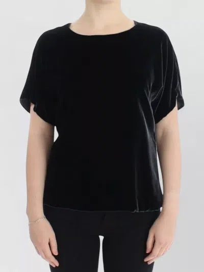 Dolce & Gabbana Velvet Short-sleeve Blouse In Black
