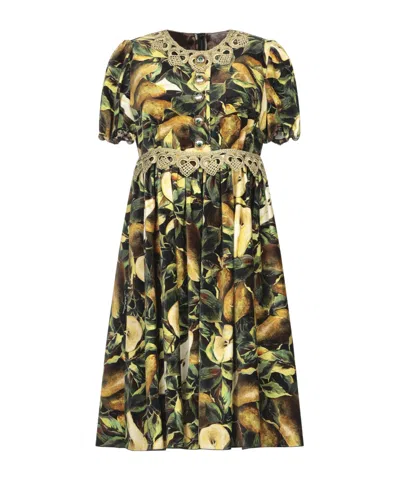 Dolce & Gabbana Velvet Short-sleeve Ruched Dress In Black