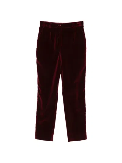 Dolce & Gabbana Velvet Side-stripe Trousers In Red