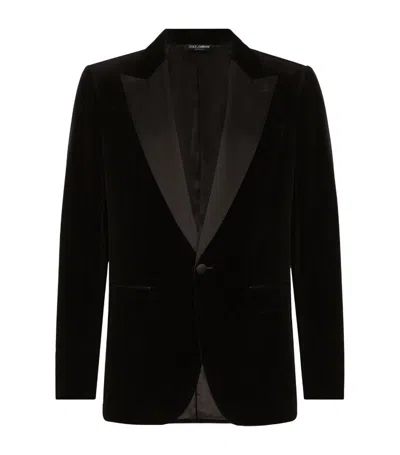 Dolce & Gabbana Black Velvet Single Breasted One Button Blazer
