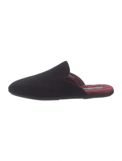 Pre-owned Dolce & Gabbana Velvet Slides In Black