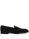 Dolce & Gabbana 'vivaldi' Black Loafers With All-over Logo Lettering In ブラック