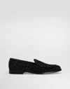 Dolce & Gabbana 'vivaldi' Black Loafers With All-over Logo Lettering In Black