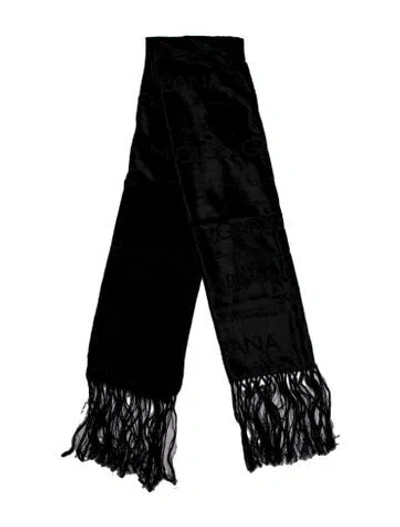 Pre-owned Dolce & Gabbana Velvet Striped Shawl In Black