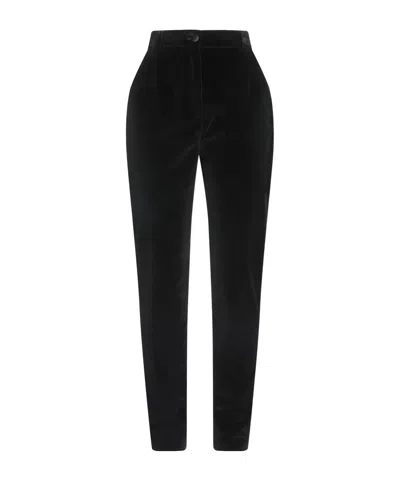 Dolce & Gabbana Velvet Tapered Pants In Black