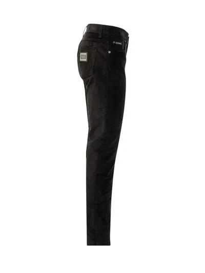 Dolce & Gabbana Velvet Trousers For Fall 2025 In Nero