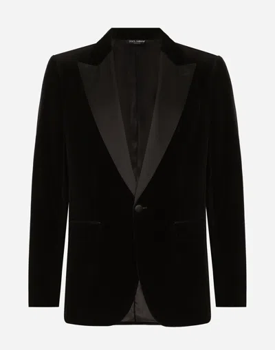 Dolce & Gabbana Black Velvet Single Breasted One Button Blazer