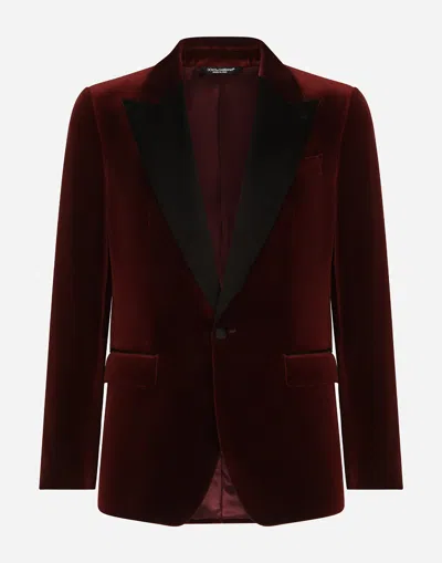 Dolce & Gabbana Velvet Tuxedo Jacket In Purple