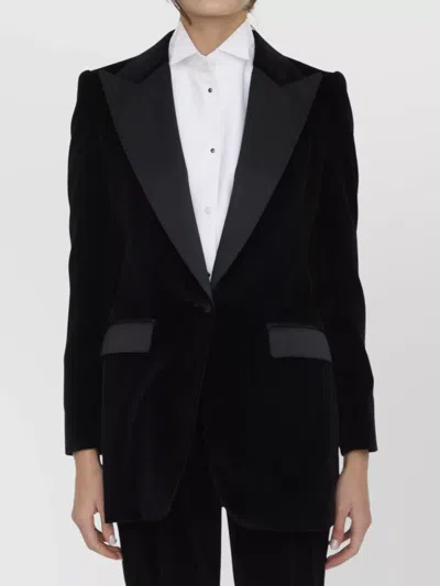 Dolce & Gabbana Velvet Tuxedo Jacket With Peaked Lapels In Black