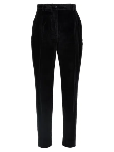 Dolce & Gabbana Velvet Tuxedo Trousers In Black
