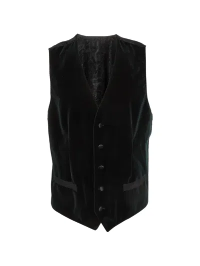 Pre-owned Dolce & Gabbana Velvet Waistcoat In Green