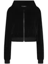 Dolce & Gabbana Velvet Zip-up Cropped Jacket In Black