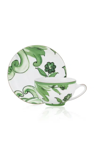 Dolce & Gabbana - Verde Maiolica Tea Cup And Saucer Set - Green