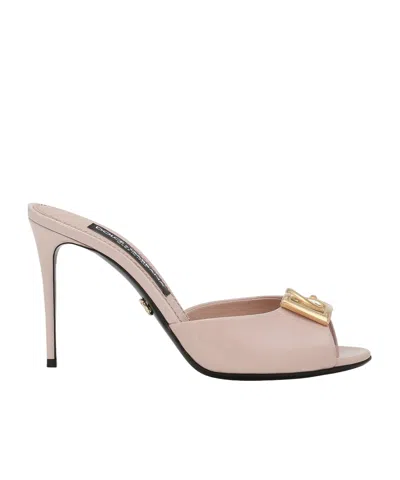 Dolce & Gabbana Vernice 85mm Leather Mules In Pink