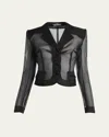 Dolce & Gabbana Vernice Sheer Tulle Crop Jacket In Black