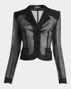 Dolce & Gabbana Vernice Sheer Tulle Crop Jacket In Black