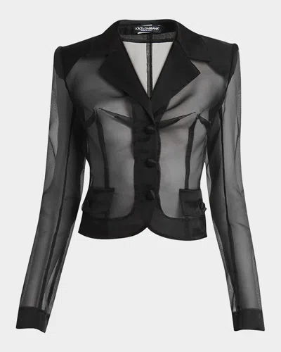 DOLCE & GABBANA VERNICE SHEER TULLE CROP JACKET