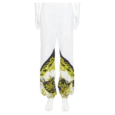 Pre-owned Dolce & Gabbana Versace Barocco Acanthus Black Gold Baroque White Nylon Track Pants It54 Xxl