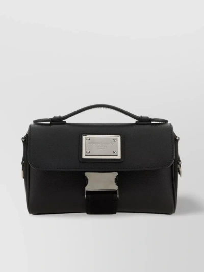Dolce & Gabbana Logo-plaque Shoulder Bag In Black