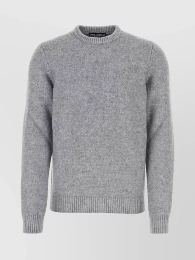 Dolce & Gabbana Versatile Ribbed Crew Neck Sweater In Grey