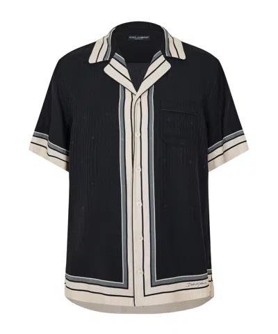 Dolce & Gabbana Vertical Striped Short Sleeve Shirt In Multi
