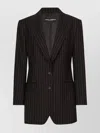 Dolce & Gabbana Vertical Striped Wool Suit With Buttoned Hems In Brown