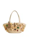 Dolce & Gabbana Floral Embellished Raffia Tote Bag